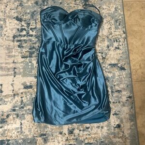 Gianni Bini Strapless Satin Dress in Teal